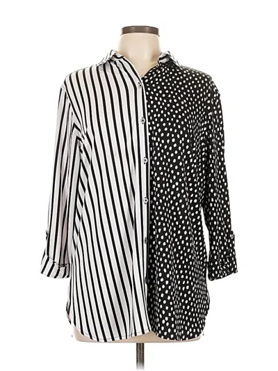 Pre-owned Nygard 3/4 Sleeve Button Down Shirt In Black