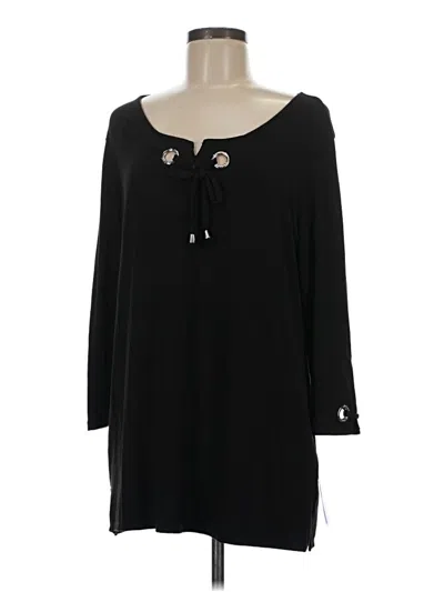 Pre-owned Nygard 3/4 Sleeve Top Black Keyhole Neckline Tops