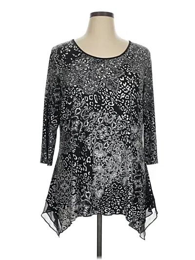 Pre-owned Nygard 3/4 Sleeve Top Silver Scoop Neck Tops