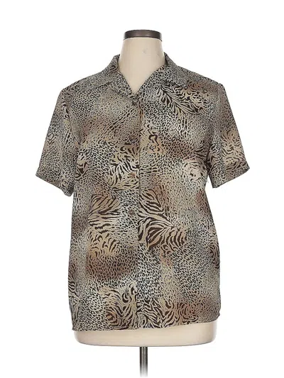 Pre-owned Nygard Collection Short Sleeve Blouse In Brown