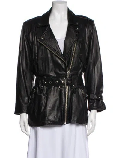 Pre-owned Nygard Collection Vintage Leather Biker Jacket In Black