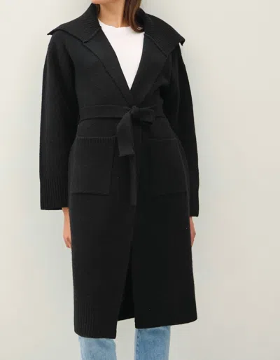 Nyland Adrienne Coatigan With Floppy Collar In Black