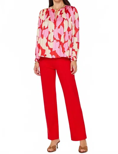 Nyland Annalee Abstract Heart Printed Blouse In Red Multi