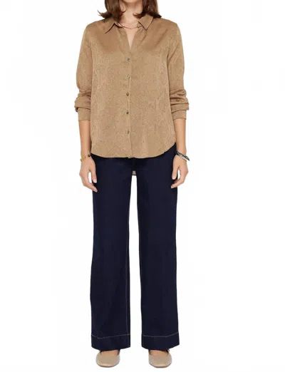 Nyland Citra Jacquard Button Down Shirt In Bronze In Gold