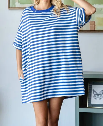 Nyland Kacey Boxy Striped Dress In Ivory / Blue In Black