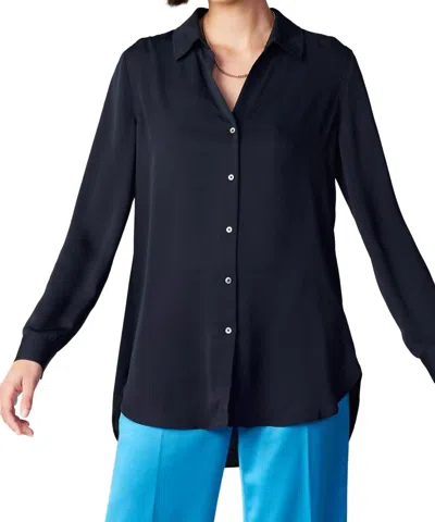 Nyland Marion Longsleeve Spread Collar Button Down Shirt In Black