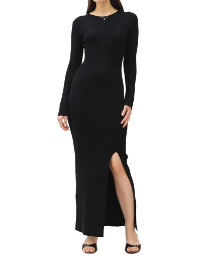 Nyland Mira Longsleeve Maxi Sweater Dress W/ Slit In Black