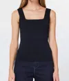 Nyland Monet Square Neck Sweater Tank Top With Crochet Detail In Black In Black
