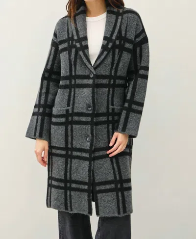 Nyland Ollie Oversized Plaid Sweater Coat In Black