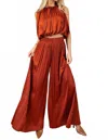 Nyland Reese Pleats Pants With Elastic Waist In Rust