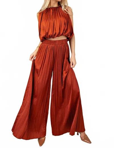 Nyland Reese Pleats Pants With Elastic Waist In Rust In Multi