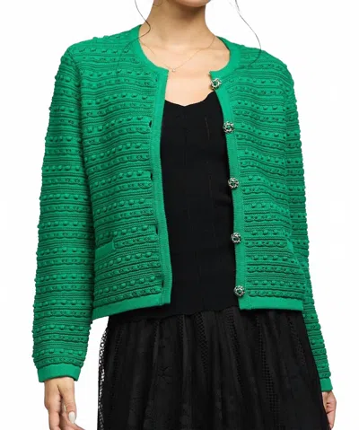 Nyland Rose Long Sleeve Cardigan With Pockets In Green