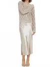 Nyland Rozlyn Chunky Pointelle Sweater And Satin Dress Set In Taupe In Gray