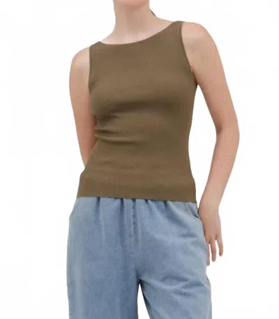 Nyland Sigi Boat Neck Sleeveless Sweater Top In Dry Thyme In Multi