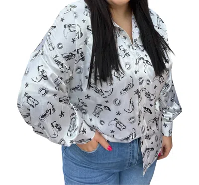 Nylon Apparel Get Carried Away Blouse Top In White In Grey