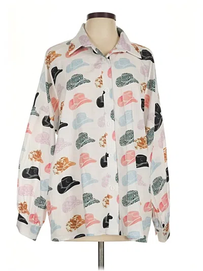 Pre-owned Nylon Apparel Long Sleeve Button Down Shirt In Silver
