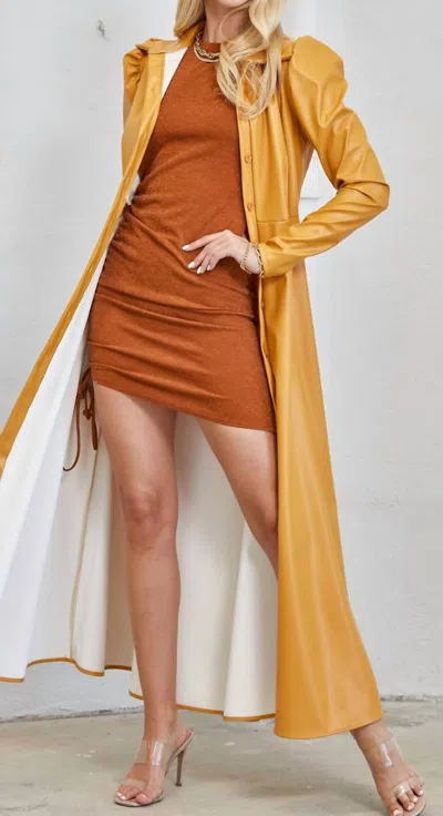 Nylon Apparel Mob Wife Vibes Jacket In Mustard