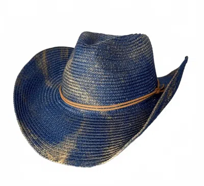 Nymf By Collette Women's Marbled Straw Cowboy Hat In Navy In Blue