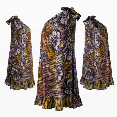 Nyny Ryke Women's Wilma S, One-shoulder Batik Midi Dress Floral Cotton Summer Dress