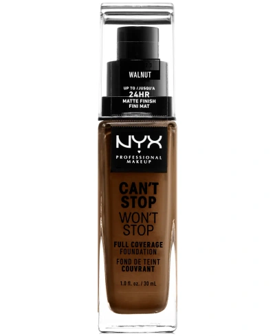 Nyx Professional Makeup Can't Stop Won't Stop Full Coverage Foundation, 1-oz. In . Walnut (deep Deep,olive Undertone)