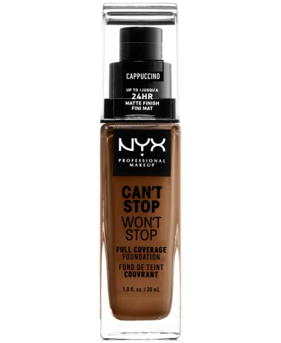 Nyx Professional Makeup Can't Stop Won't Stop Full Coverage Foundation, 1-oz. In Cappuccino (medium Deep,warm Undertone)