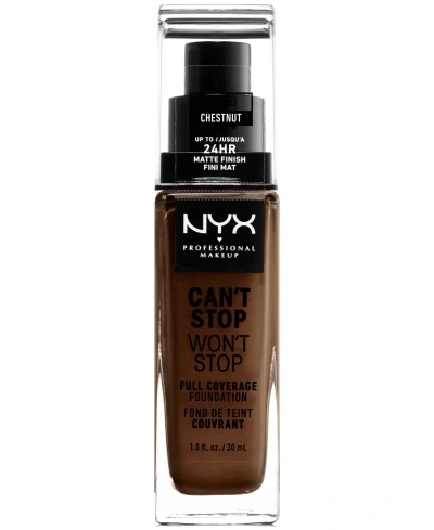 Nyx Professional Makeup Can't Stop Won't Stop Full Coverage Foundation, 1-oz. In Chestnut (deepest Deep,neutral Undertone