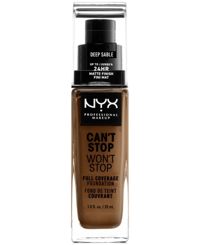 Nyx Professional Makeup Can't Stop Won't Stop Full Coverage Foundation, 1-oz. In Deep Sable (deep,neutral Undertone)