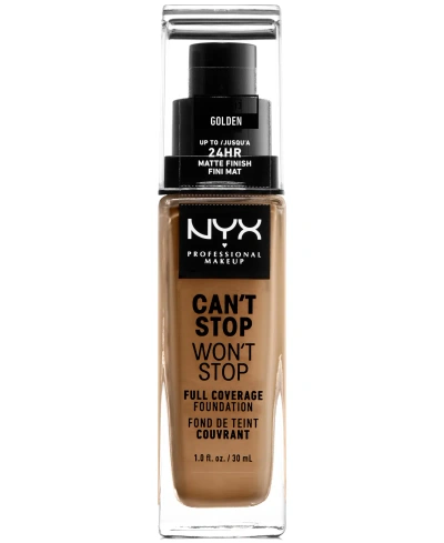 Nyx Professional Makeup Can't Stop Won't Stop Full Coverage Foundation, 1-oz. In Golden (medium Deep,neutral Undertone)