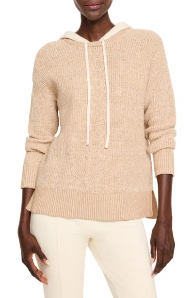 Nz Active By Nic+zoe Cable Cotton Blend Sweater Hoodie In Neutral Multi