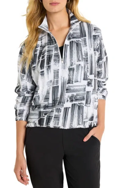 Nz Active By Nic+zoe City Blocks Tech Stretch Half-zip Top In Black Multi