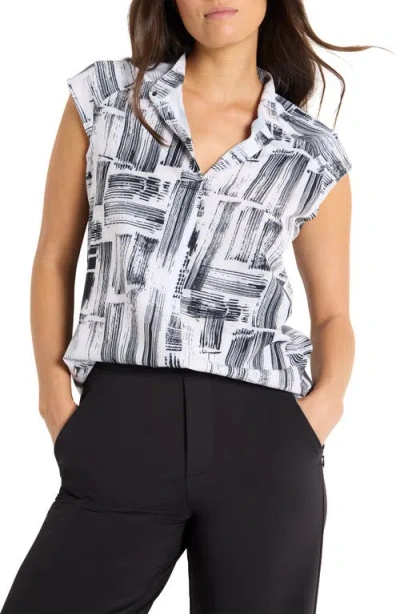 Nz Active By Nic+zoe City Blocks Tech Stretch Polo In Black Multi