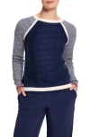 Nz Active By Nic+zoe Colorblock Mixed Stitch Cotton Blend Crewneck Sweater In Indigo Multi