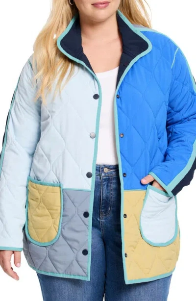 Nz Active By Nic+zoe Colorblock Reversible Quilted Jacket In Blue Multi