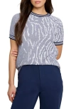 Nz Active By Nic+zoe Demi Jacquard T-shirt Sweater In Blue/cream Multi