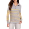 Nz Active By Nic+zoe Easy Stripe Half-zip Cotton Blend Sweater In Grey Multi