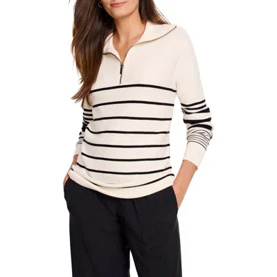 Nz Active By Nic+zoe Easy Stripe Half-zip Cotton Blend Sweater In White Multi