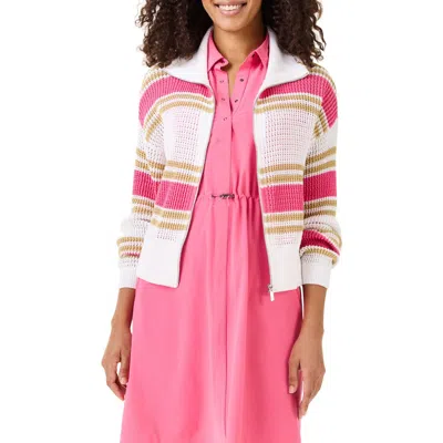 NZ ACTIVE BY NIC+ZOE NZ ACTIVE BY NIC+ZOE MIXED STRIPE ZIP CARDIGAN