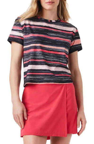 Nz Active By Nic+zoe Painted Stripe Flow Fit T-shirt In Pink Multi