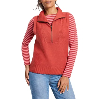 Nz Active By Nic+zoe Quilted Mixed Media Jersey Puffer Vest In Tandoori