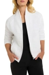 Nz Active By Nic+zoe Texture Stripe Bomber Jacket In Paper White