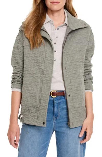 Nz Active By Nic+zoe Throw On Quilted Knit Jacket In Dark Olive