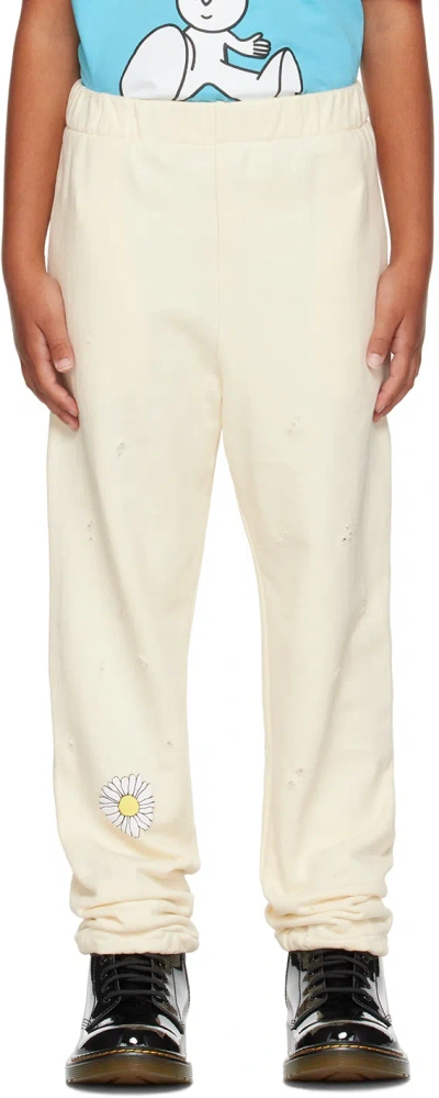 Nzkidzzz Kids Beige Distressed Sweatpants In Ivory