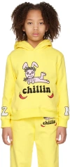 Nzkidzzz Kids Yellow 'chillin' Hoodie In Yellow