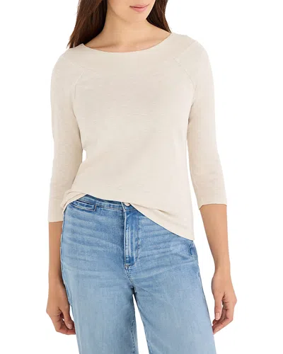 Nzt By Nic+zoe Boat Neck Three-quarter Sleeve Cotton Blend Top In Neutral