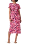 NZT BY NIC+ZOE BLURRED FLORAL MIDI DRESS