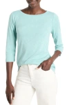 Nzt By Nic+zoe Three Quarter Sleeve Boat Neck Tee In Bright Aquifer