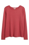 Nzt By Nic+zoe Long Sleeve Boat Neck Tee In Red