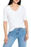 Nzt By Nic+zoe Button Shoulder Elbow Sleeve T-shirt