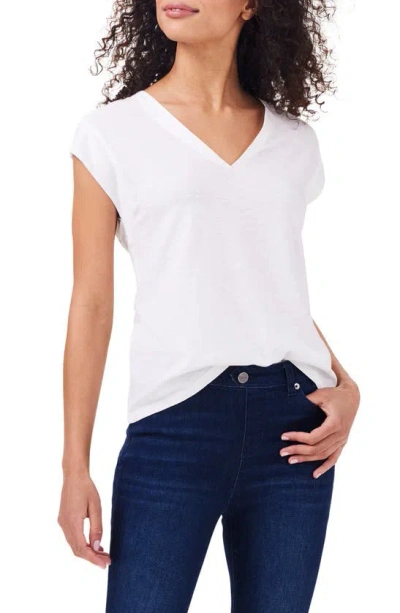 Nzt By Nic+zoe Cap Sleeve V-neck Top In Paper White