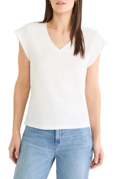 Nzt By Nic+zoe Cap Sleeve V Neck Supima Cotton Tee In White